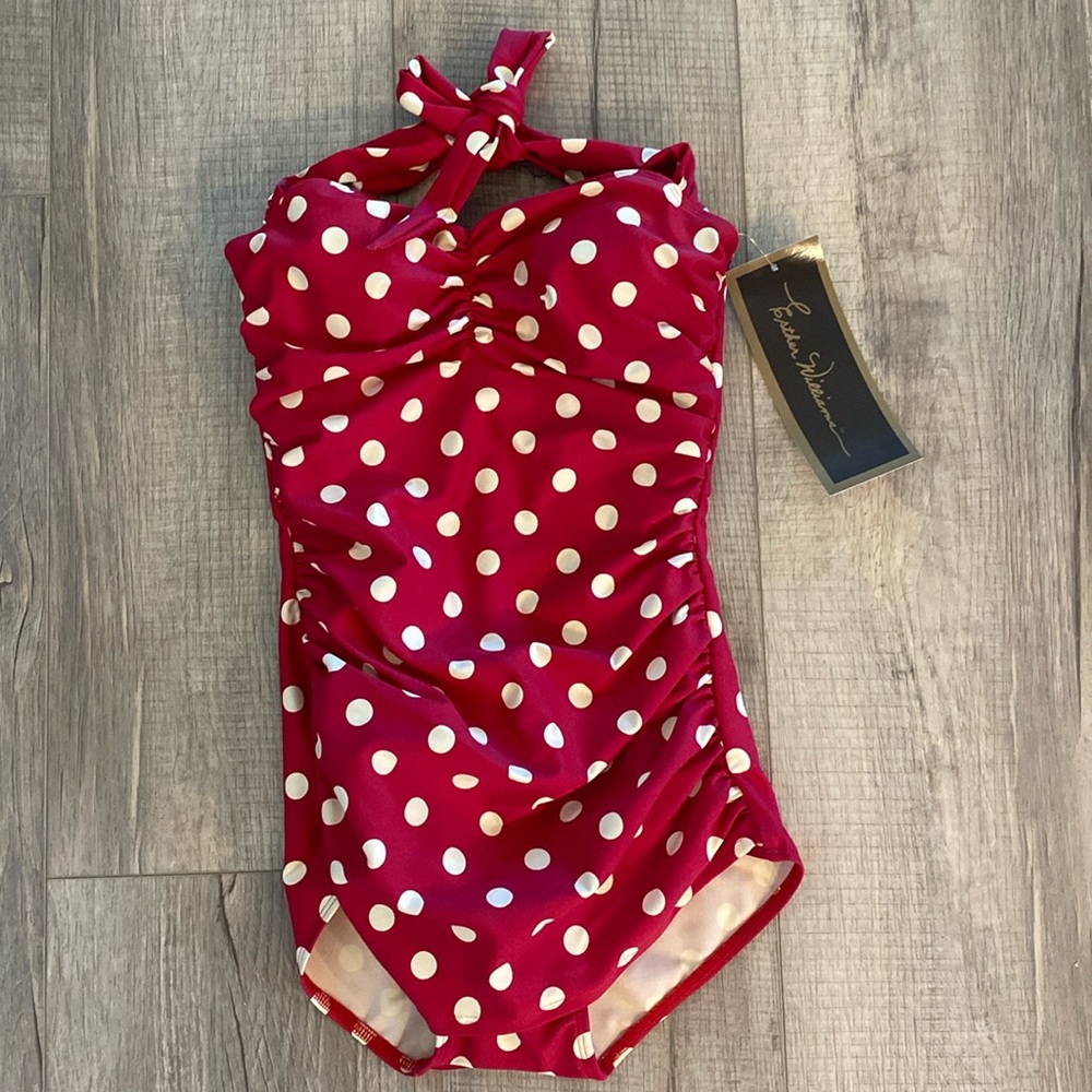 Esther Williams Vintage-Inspired Polka Dot Pinup Swimsuit